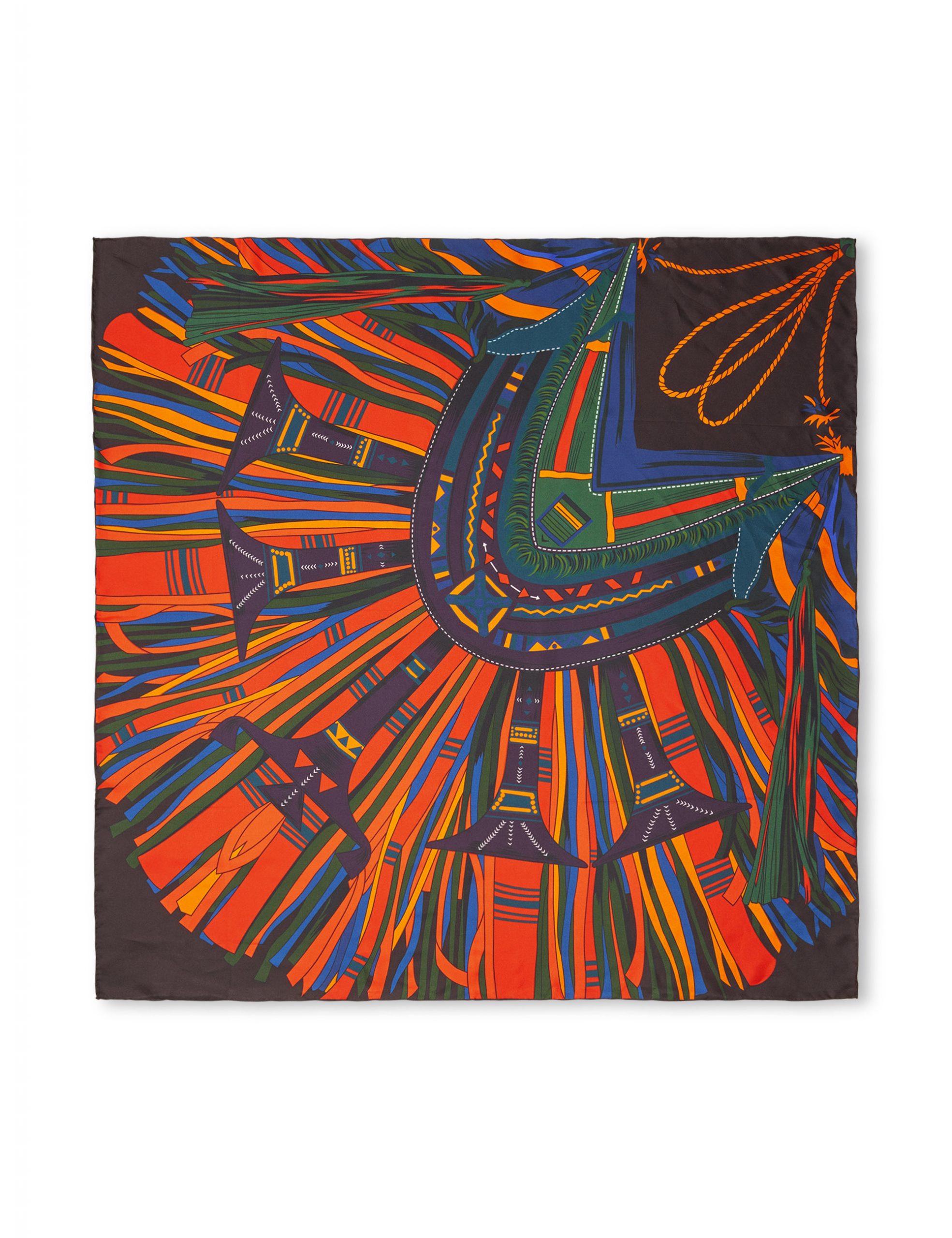 SILK SCARF - Dark orange mix
